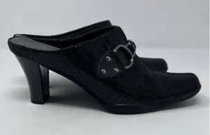 Aerosoles Women's Black Patent Slip On Square Toe Heels Chain Design Size 7‎ 1/2 thumbnail 1