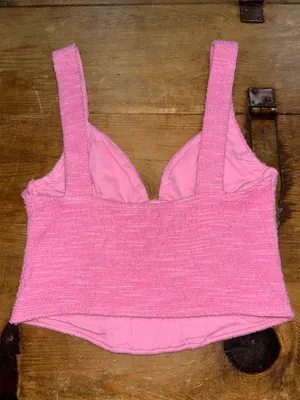 ZARA Women’s Pink Textured Corset Bustier Crop Top Size Small S thumbnail 5