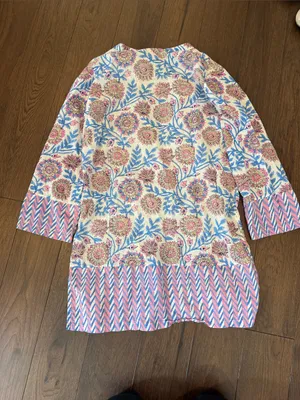 J. Crew Pink & Blue Floral Tassel Tunic Top Size Small - C11-720 thumbnail 8