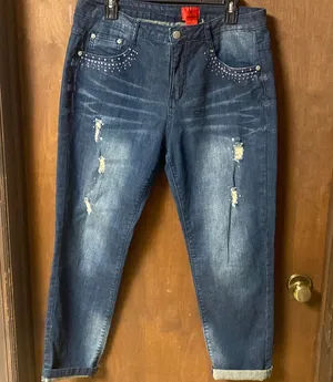 V Christina Rhinestones Embroidered Denim Jeans thumbnail 1