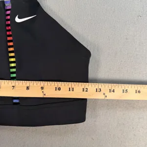 Nike Womens High Neck Sports Bra Black Rainbow Ladder Strappy Racerback XS thumbnail 3