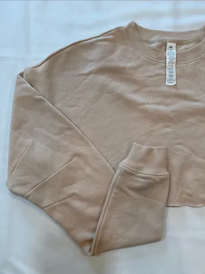 ALO Yoga Extreme Cropped Pullover Macadamia/Light Beige Size XS thumbnail 4