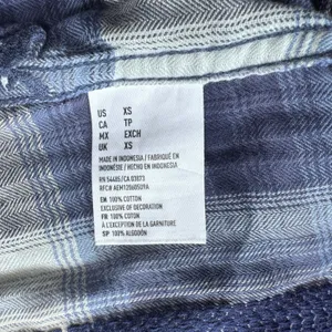 American‎ Eagle Outfitters Boyfriend Fit Plaid Western Flannel Shirt Blue XSmall thumbnail 5