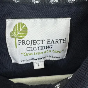 Project Earth Clothing Navy Blue Organic Cotton Leaf‎ Polo Shirt Large Womens thumbnail 4