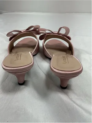 Womans New Lvzujiang Slipon Party Mules Eu 41 Us 10 Pink Satin Kitten Heel Bow thumbnail 4