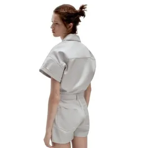 Zara NWOT Denim Gray/Silver Shimmer Utility‎ Button-Up playsuit - XS thumbnail 4