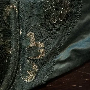 Victoria's Secret Green satin with gold lace. 38C. thumbnail 3