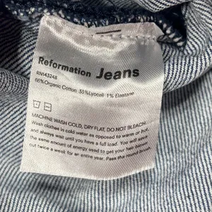 Reformation Jeans Size 29 Inari Blue High Rise Patch Pocket Button Fly Straight thumbnail 9