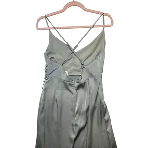 The Clothing Company Sage Green Satin Maxi Dress High Slit Formal Small NWT thumbnail 8