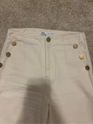 Zara Wide-Leg Cream Pants thumbnail 2