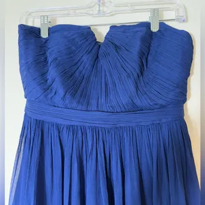 J. Crew Nadia Long Dress Silk‎ Chiffon Dark Cove Blue Wedding Formal Size 6 thumbnail 2