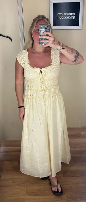 Yellow eyelet maxi dress thumbnail 1