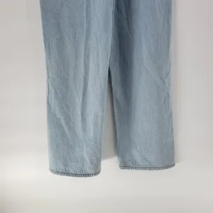 Polagram Overall Button Up Denim Jumpsuit Womens L Blue Light Wash Ruffle Straps thumbnail 7