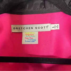 Gretchen Scott Jersey Ruffneck Dress Black Sleeveless Shift Sweetheart Size 4 thumbnail 5
