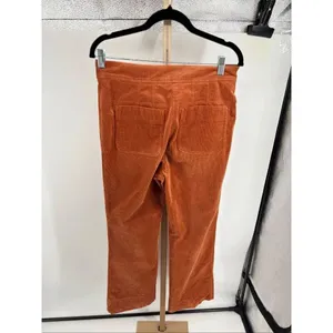 By Anthropologie Orange Corduroy Cropped Flare Pants Patch Pockets Size 6 thumbnail 9