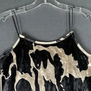 Cider Womens Small Black Patterned Print Mini Dress Spaghetti Straps‎ Pullover thumbnail 4