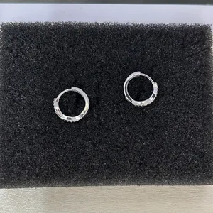 13mm CZ Small Hoop Earrings for Men Women Streetwear Punk Hip Hop Unisex Earring thumbnail 3