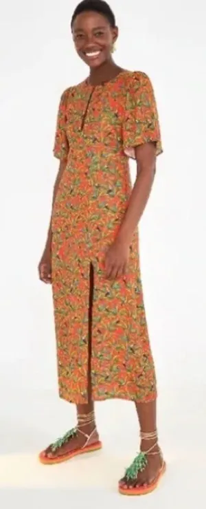 Farm Rio Tucano Paradise Tucan Red Resortwear Midi Sun Dress Size XS thumbnail 1