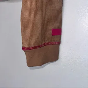 NWT Fabletics Brown Pink Trim up Up Hoodie Waffle XSmall‎ thumbnail 3