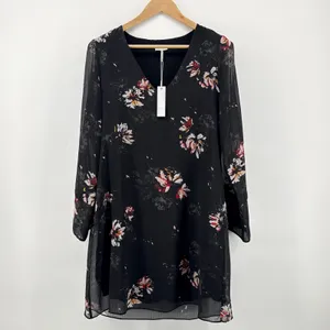 Gentle Fawn Tatiana Dress Long Sleeve‎ V Neck Tie Cuff Black Sheer Large NWT thumbnail 3