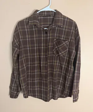 Men's Brown Plaid Long-Sleeve Shirt thumbnail 1