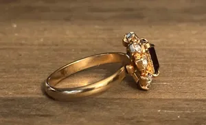 Vintage Amethyst And Rhinestones Adjustable Ring Gold thumbnail 6