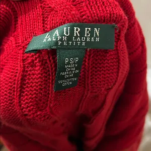 Lauren Ralph Lauren Sweater Womens S Red Cable Full Zip Brass Buckles Pockets thumbnail 2