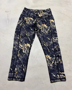 Constantly varied gear Black and Gold Marble Active Leggings capris xsmall thumbnail 1