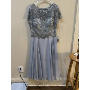 Xscape Dress 5031X Size 12 Midi Dress Blue Embellished Mother Of The Bride thumbnail 2