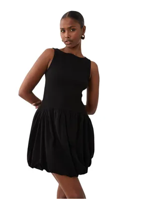 ASOS Design Ribbed Sleeveless Bubble Hem Mini Dress Black Women’s Size Small thumbnail 2