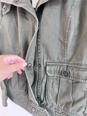 Abercrombie & Fitch Women Y2K Olive‎ Green Utility Jacket Flap Pockets Military thumbnail 4