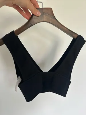 Black Deep V Crop Top Small thumbnail 5