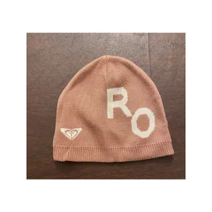 Roxy Knit Beanie‎ Hat Brown Tan Logo Slouchy Winter Ski Snowboard Pink White thumbnail 2