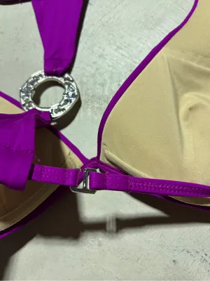 Victoria’s secret swim Purple Triangle Halter Bikini Top with Center Ring medium thumbnail 8