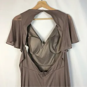 Azazie Dusk Gray Purple Short Sleeve A-Line Maxi‎ Formal Bridesmaids Dress 10 thumbnail 4