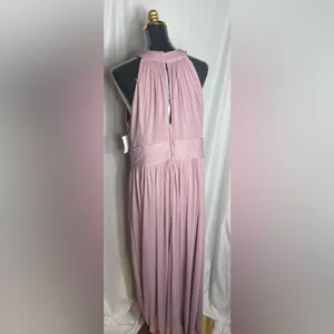 David’s Bridal formal gown blush Pink Halter Dress elegant effortless 16 NWT thumbnail 4