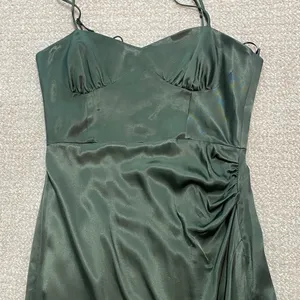 Zara Dark Green Satin Midi Dress Size S 100% Viscosa thumbnail 15