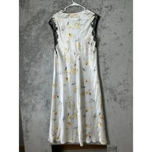 Oscar‎ de la Renta Floral Satin Slip Maxi Dress Lace Trim Coquette Cottage XL thumbnail 3