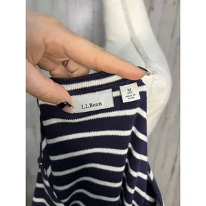 L.L.Bean Women's Medium Navy/White Striped 3/4 Sleeve Boat Neck Blouse‎ thumbnail 9