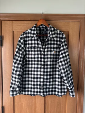 Carhartt Women’s Rugged Flex Loose Midweight Flannel Long Sleeve Plaid Shirt XL thumbnail 2