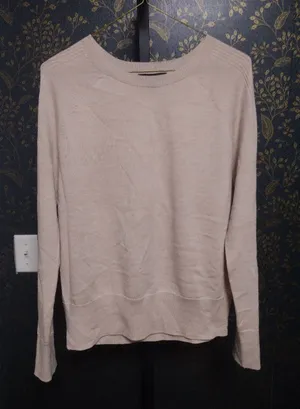 Banana Republic Light Beige/Pink Merino Wool Crewneck Sweater thumbnail 1