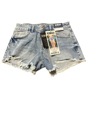 REWASH Vintage Reunion Classic Rise Blue Denim Jean Shorts Distressed Size 5/27 thumbnail 2