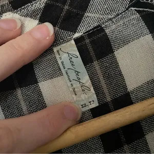 Free People Black White Checkered Gauzy Flannel Button up Top with Cutouts XS‎ thumbnail 2
