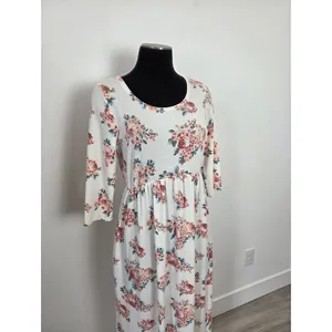 Chris & Carol Floral Maxi Dress Soft Knit Pockets Modest Teacher Cottagecore S thumbnail 2