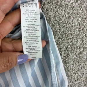 Boohoo Womens Pajama Set Size 2 Blue White Striped Shirt Shorts Sleepwear Lounge thumbnail 5