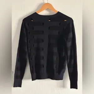 Revolve Autumn Cashmere Stripped Distressed Sweater Black And Blue Sz M thumbnail 4