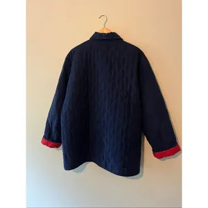 Vintage Alfred Dunner Quilted Jacket Navy Blue Red Lining Soft Barn Coat Size 18 thumbnail 7