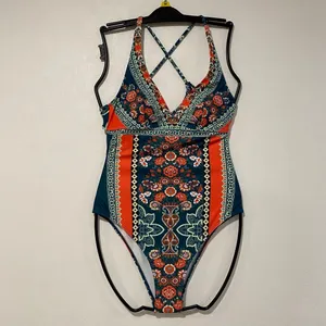 CUPSHE Women’s Small Floral Boho One Piece Swimsuit Criss Cross NWT thumbnail 2