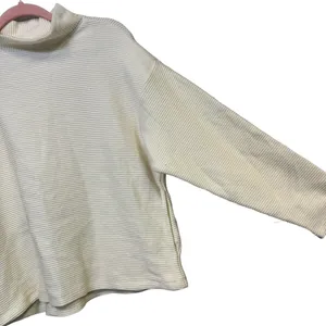 Madewell Cream Ottoman Ribbed Knit Funnel Neck Drop-Shoulder Oversize Top Size S thumbnail 6