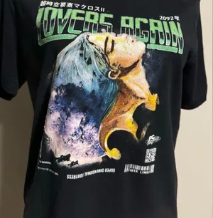 EUC GEEK LÔRD Black and Green Lovers Again Graphic Tee size medium thumbnail 2